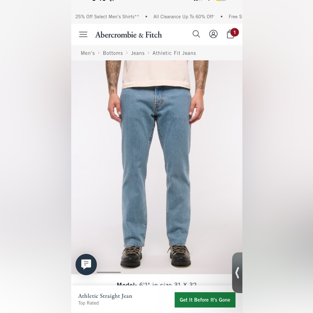 Men’s Abercrombie Athletic Straight Jean